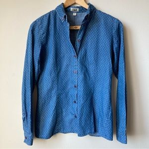 Beymen Club Chambray Polka dot Blue Button Down Shirt Long Sleeves Women S small